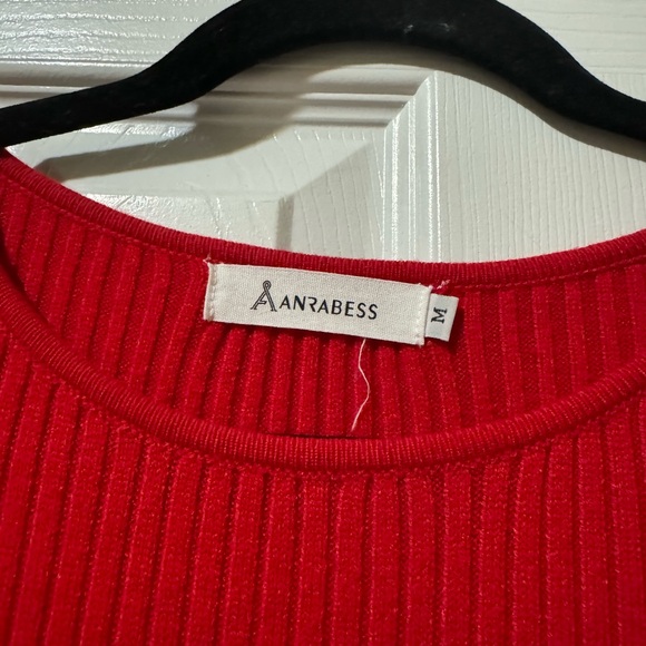 ANRABESS Sweater Dress 2024 Crew Neck Tie Ribbed Knit Bodycon Midi Fall Outfit - Picture 4 of 4